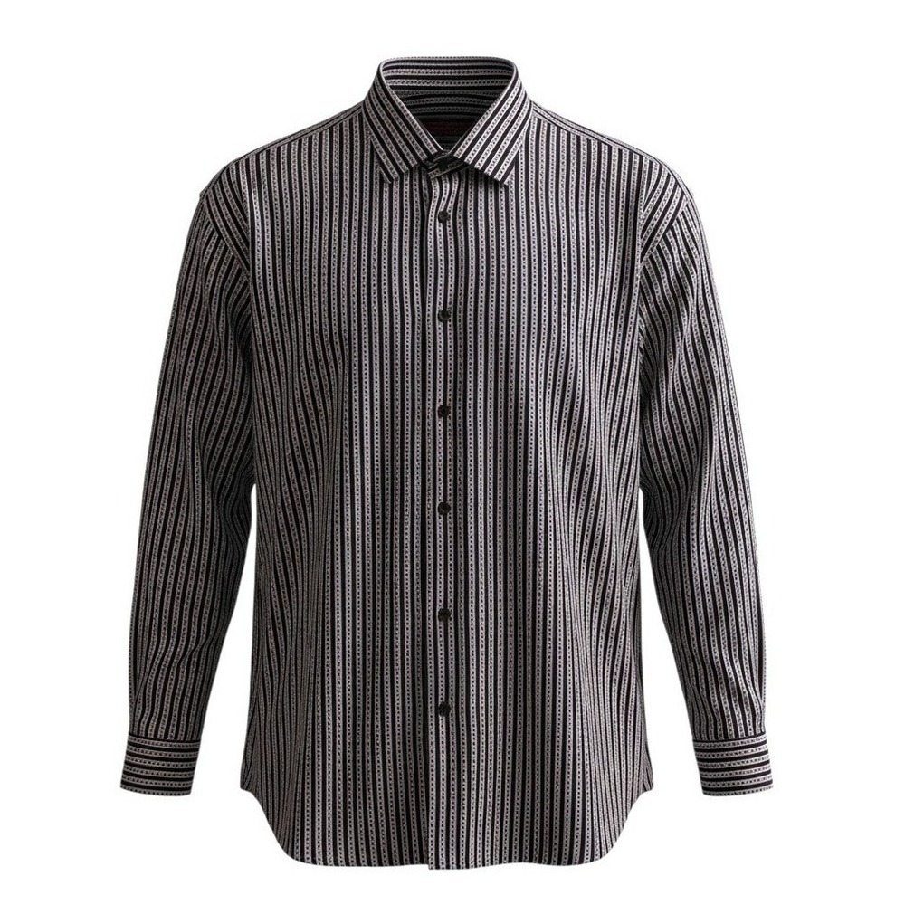Robert Graham XXL Jacquard Woven Stripe Floral Flip Cuff Sport Shirt Cotton